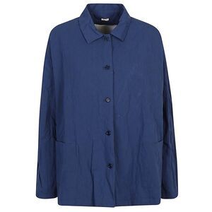 APUNTOB Women's Oversized Cotton Blend Jacket Women BLUE Coats & Jackets